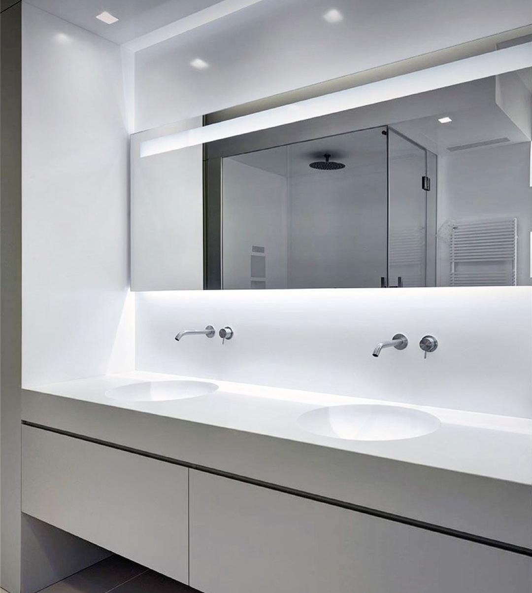 espejo con luz led manhattan retroiluminado esmerilado baño living moderno